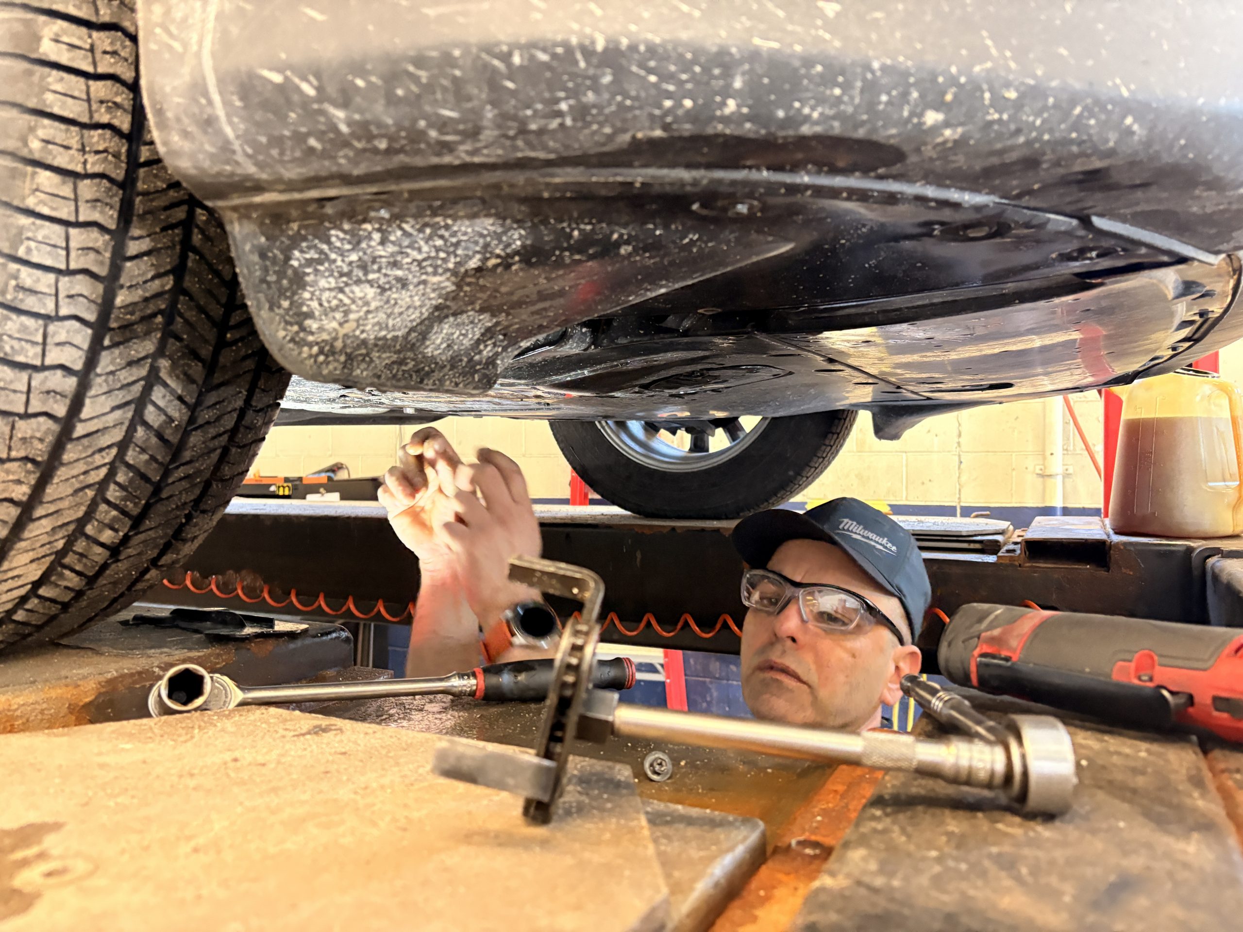 Transmission Service Barrie - technician performing transmission service at Roberts Complete Auto Care